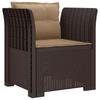 1 Seater Armchair with Cushions Rattan Look PP Brown