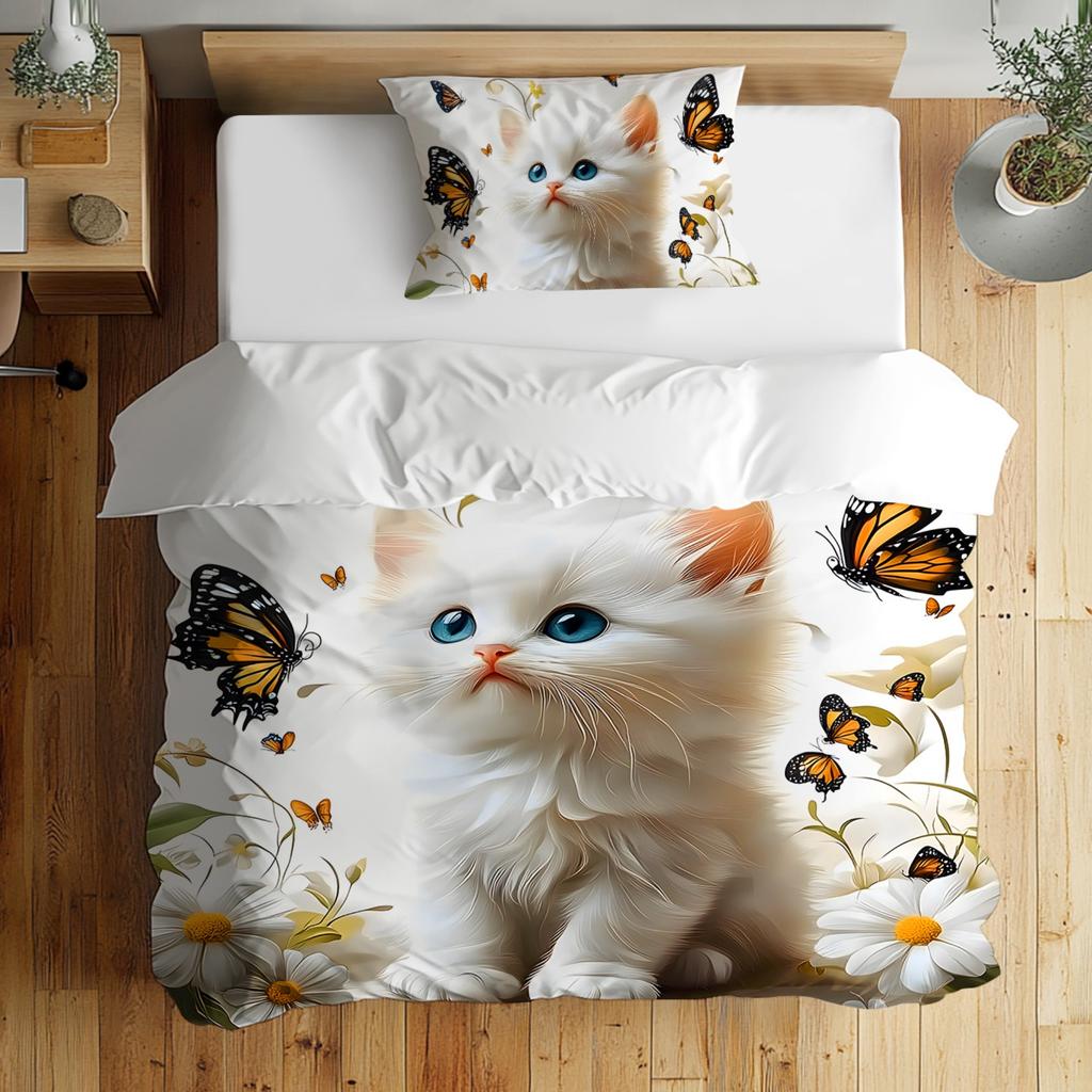 Comforter 2/3Pcs Bedding Set Digital Print Cartoon Cat Animal Designs The 3D Digital Plant Print 1 1/2 S Set