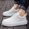 2025 New Autumn Lace-up Sports Sneakers for Men Solid Color Fashion Casual White Board Shoes Male Cow Leather Platform Shoes Man