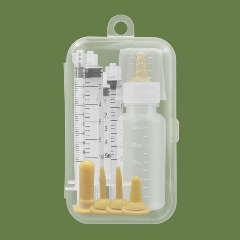 Pet Feeding Kit with Storage Box Syringes Nursing Bottle Milk Medicine Feeder for Newborn Puppy Kitten