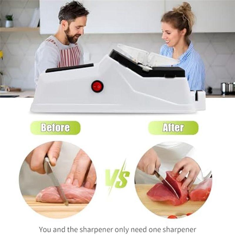 Electric Knife Sharpener,Knife Sharpener Tool For Quick Sharpening&Polishing White Plastic