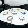 Niche Design Eyes Full Of Diamonds Zir*****Pen Ring Cold Wind Personality High Sense Fashion Stacking Ring