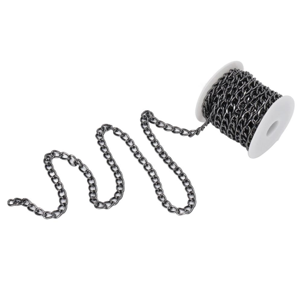 Twisted Chain Curb Chain Black Plated Chain Spool Jewelry Tools Chain Roll  DIY Crafts