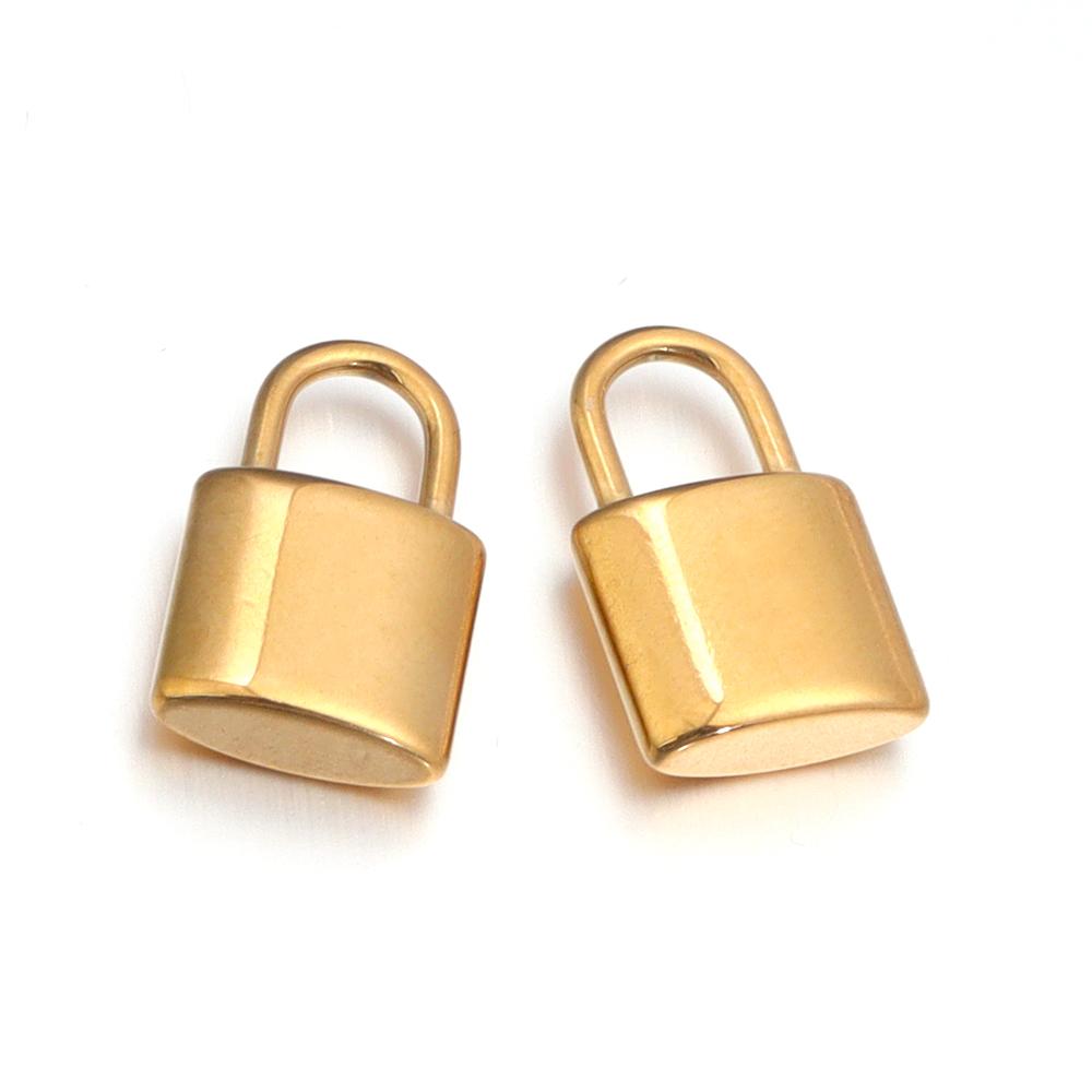 2 pièces Breloques Cadenas en Acier Inoxydable Couleur Acier Doré Breloques Métalliques Pendentifs Pour la Fabrication de Bijoux DIY Pendentifs de Collier Accessoires
