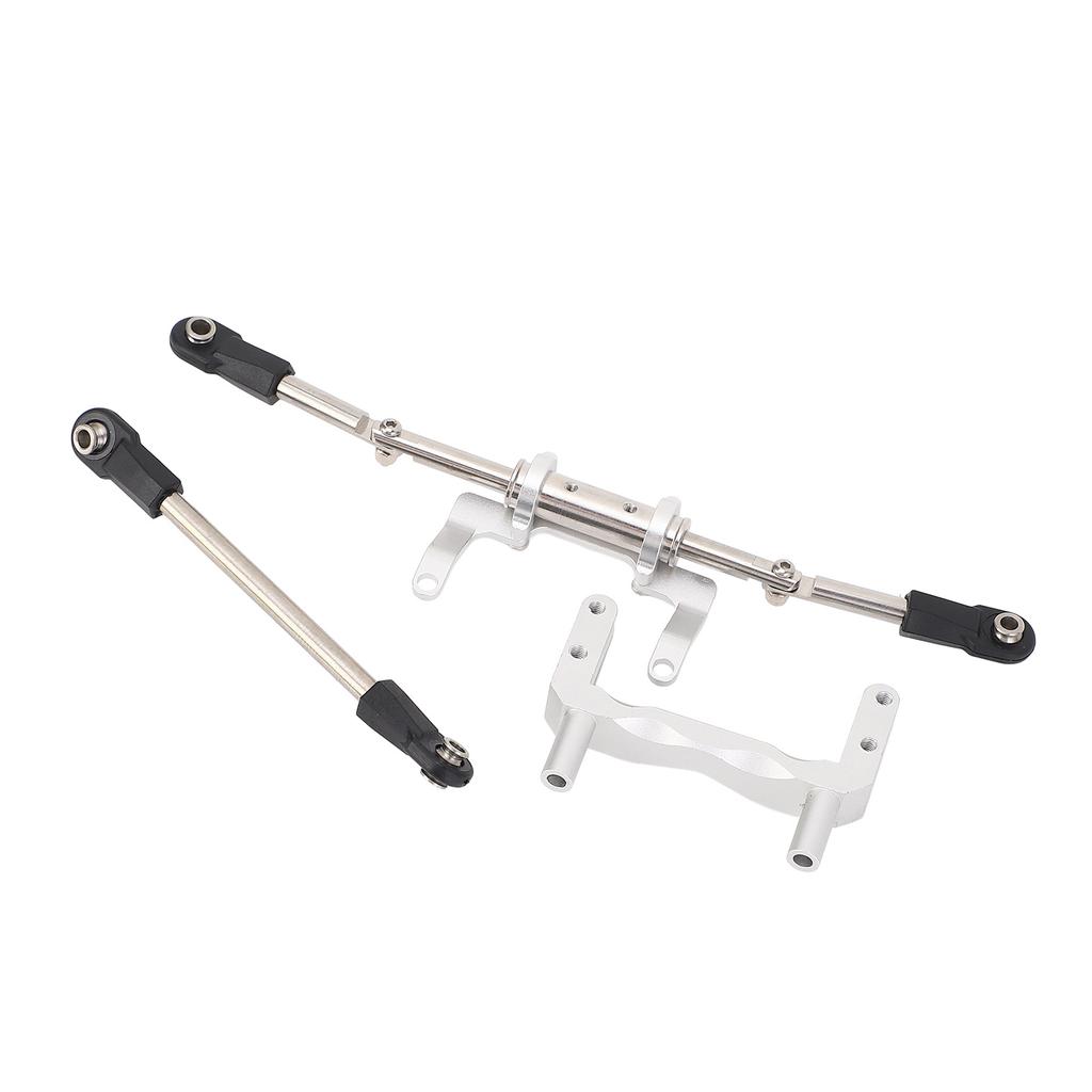 1 10 RC Servo Mount with Hydraulic Steering Link Aluminum Alloy Lightweight Adjustable Damping for SCX10 Models Silver