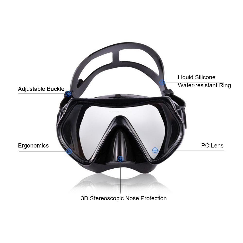 Diving Goggles Three-Window High Clear Diving Mask with Full Dry Snorkel and Adjustable Fins  for