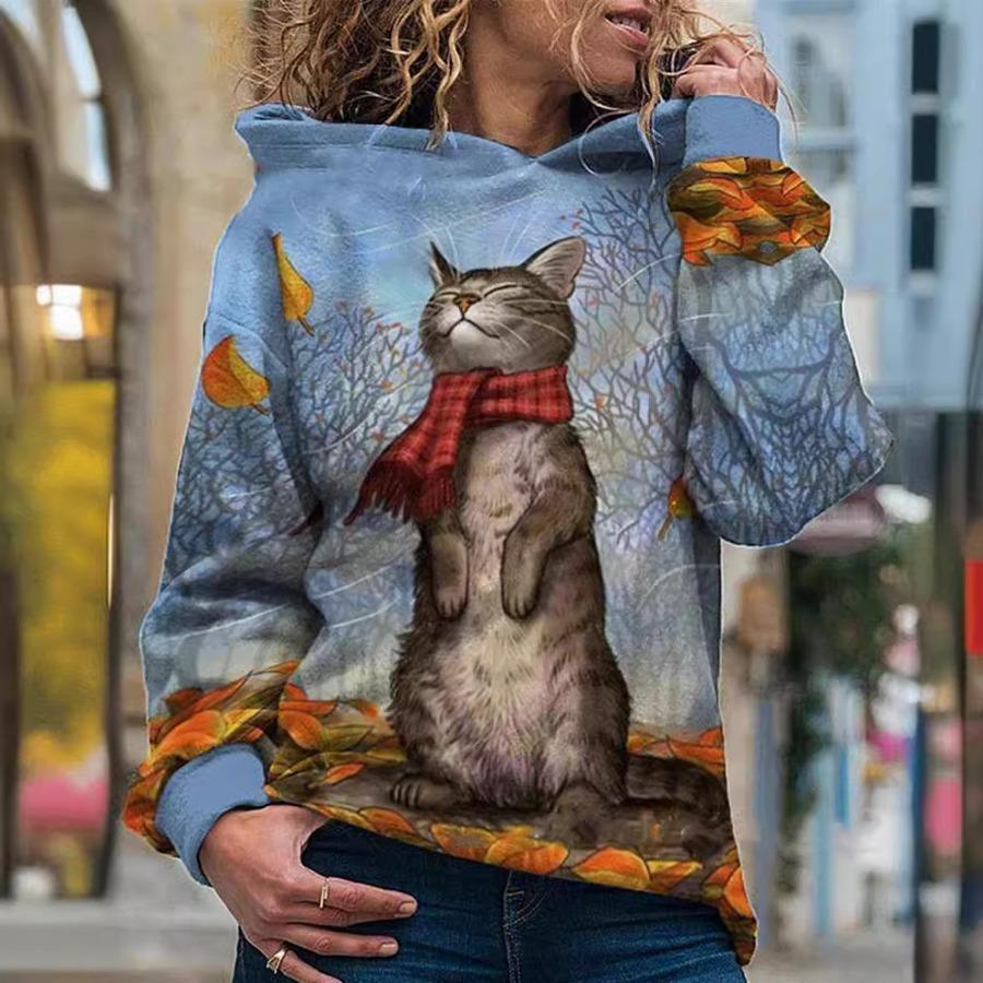 

Осенний пейзаж с градиентным принтом, толстовки с капюшоном, женский пуловер с длинными рукавами, свободная толстовка с капюшоном 3d XL