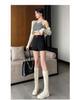 Plus Size High Waist Black Elastic Letter Wide-Leg Shorts - Korean Style Women's Summer Slimming Hot Pants.
