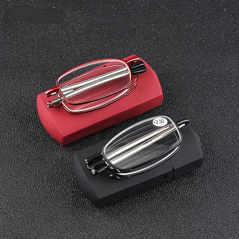 Men Women Folding Reading Glasses with Case Portable Telescopic Presbyopia Eyeglasses Prescription Glasses Diopter +1.0 To +4.0