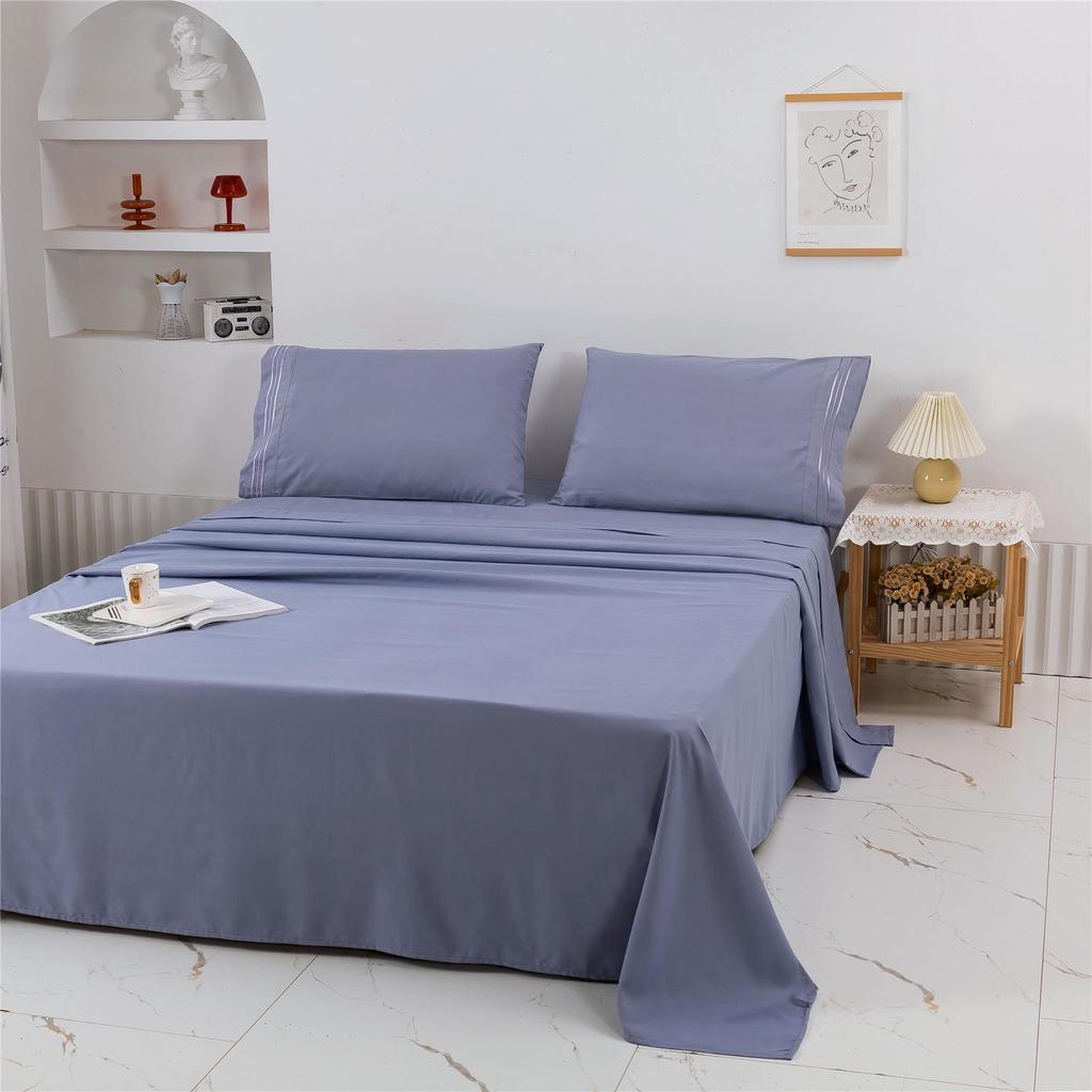 Weiou Embroidered Solid Color Four-Piece Bedding Set