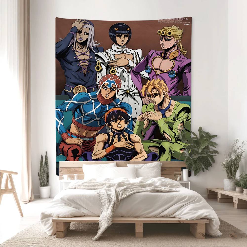 Anime JoJo Bizarre Adventure Retro Tapestry Art Printing Cheap Hippie Wall Hanging Wall Tapestries Mandala Art Home Decor