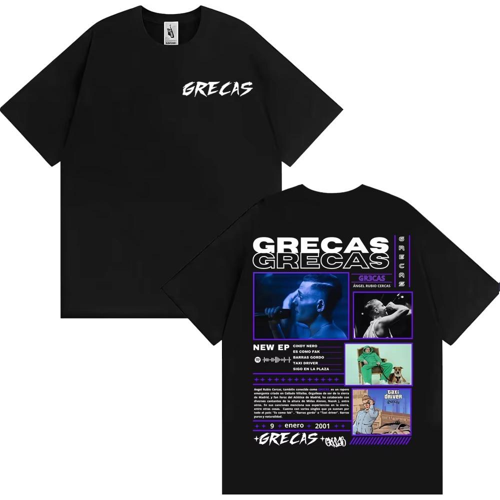 

Rapper Grecas Album Tour 2026 Cover T-shirts Men s Clothing Fashion Vintage Hip Hop T Shirts Comfort Cotton Short Sleeve T-shirt S разноцветный