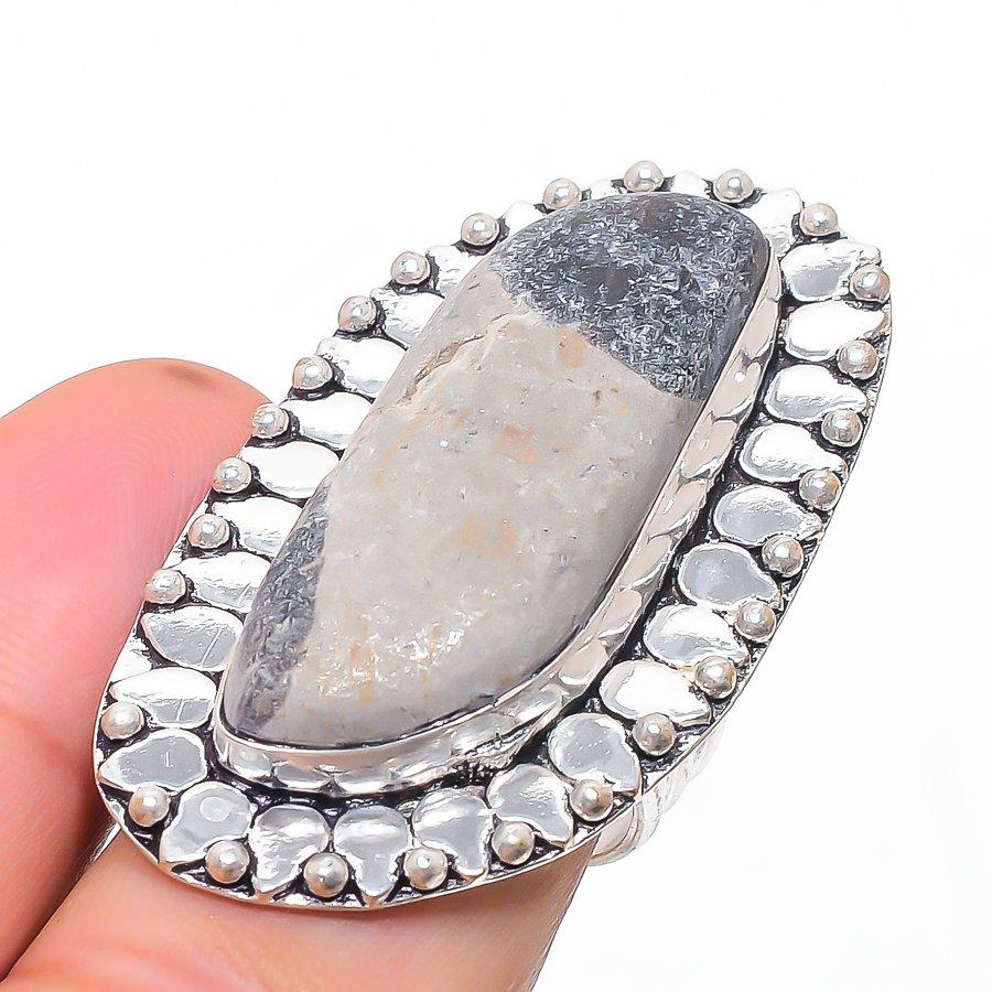 Natural Septerian Stone Gemstone 925 Sterling Silver Jewelry Ring Size 9 y0Q77