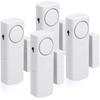 Lot 4 100 dB Magnetic Wireless Alarms for Doors and Windows - White, 4 Detectors + 8 AAA Batteries