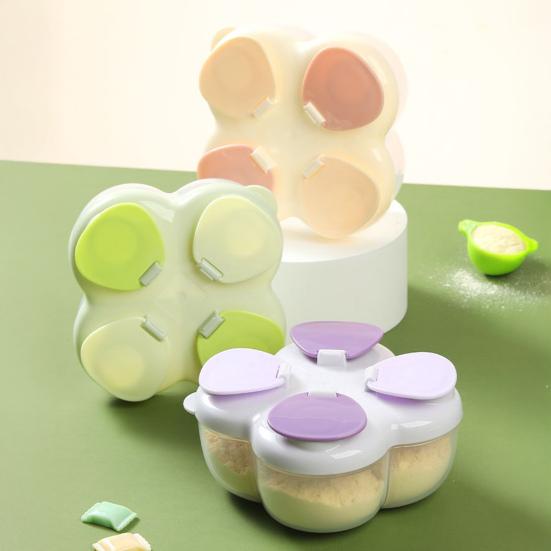 720ML Portable Milk Powder Dispenser with 4 Compartments No-Spill Baby Formulas Dispenser Storage Box Travel Infant Kids Snack Food Container