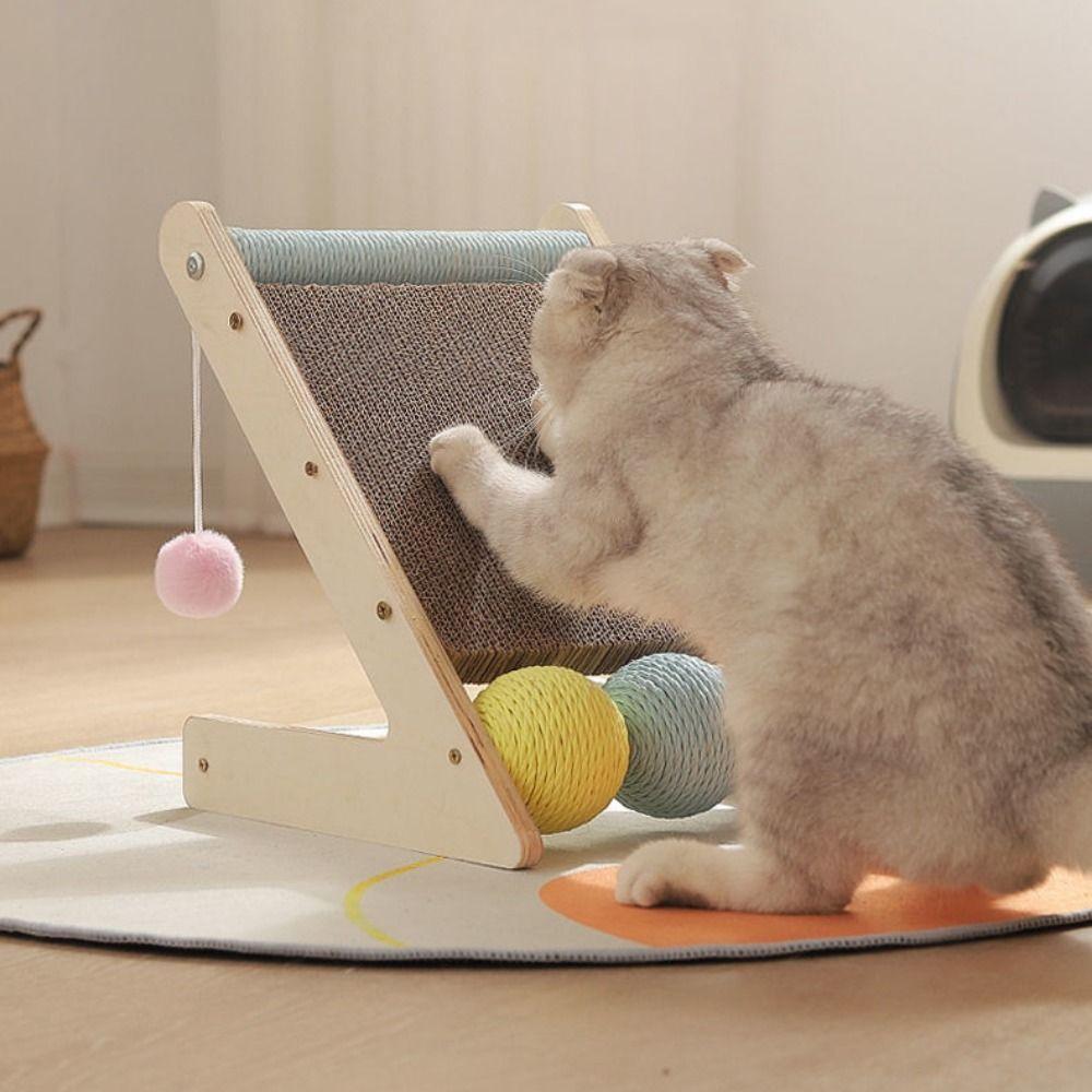 

Corrugated Paper Wooden Cat Climbing Frame Wear-Resistant Cat Grab Ball Toy Playing