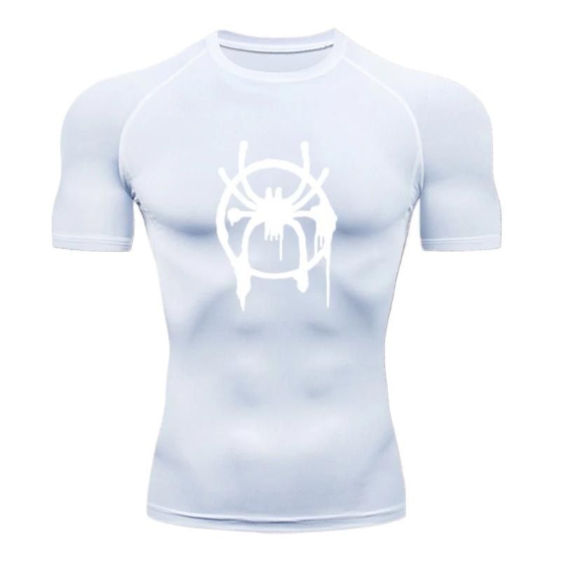 Men's Quick-drying Short-sleeved Fitness Gym Running Fashion Breathable Workout T-shirt Training Casual Compression Slim Tight Fit Tops