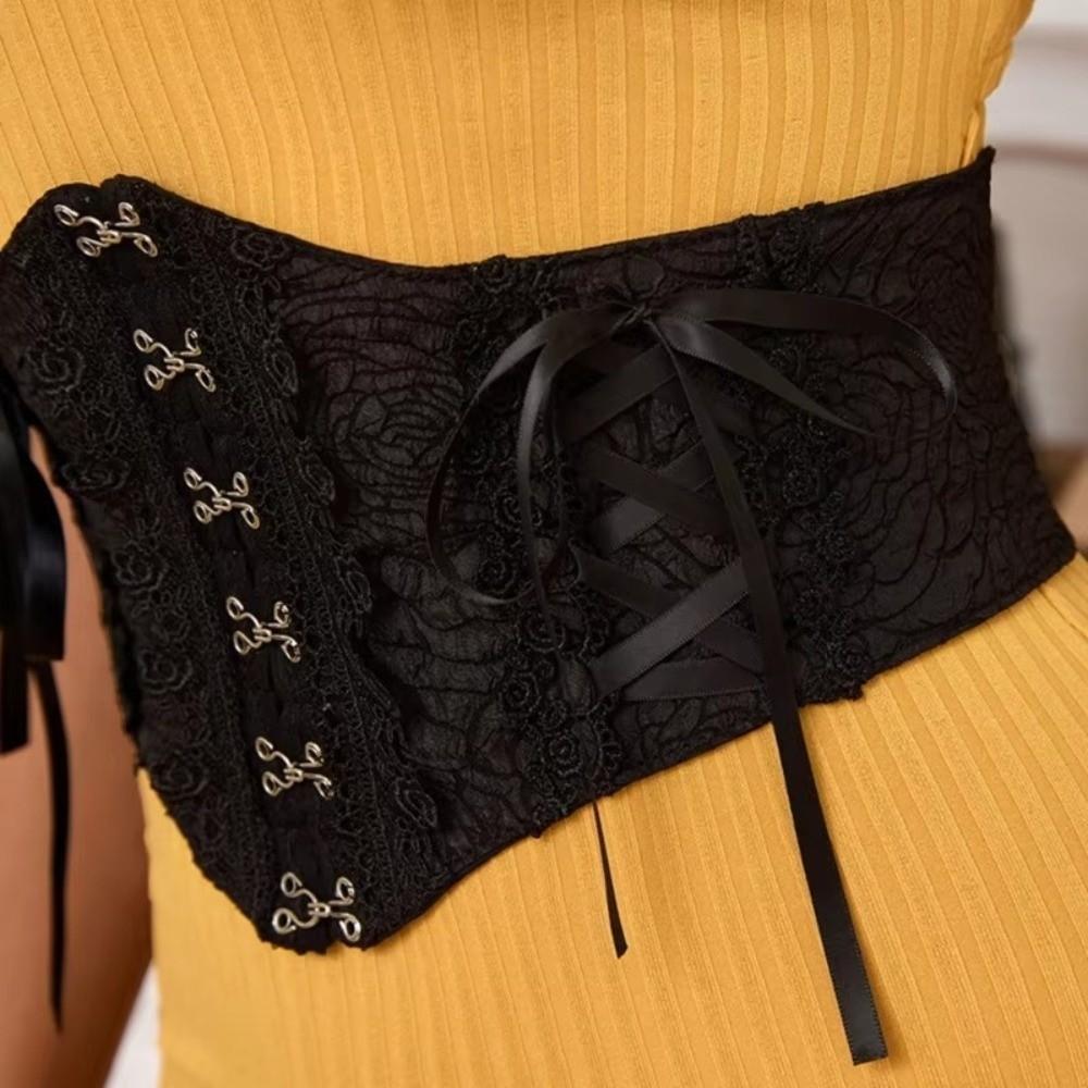 Fashion Wide Lace Corset Black Elastic Waist Corset Dress Accessories Slimming Waistband