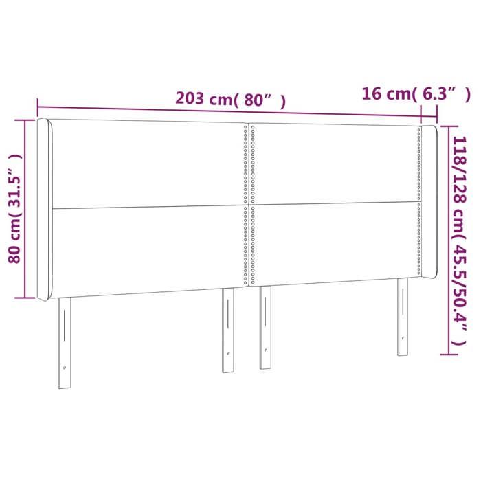 VidaXL LED Headboard Bedroom Furniture Double Bed Accessory Head of Bed Frame Interior Black 3124016