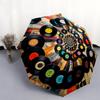 1PC Music Records Umbrella Portable Folding Umbrella Iron Frame Hole Bone Structure Outdoor Home Umbrella A7