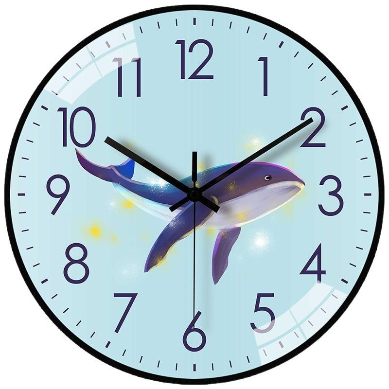 10-inch 25cm Creative Blue Whale Living Room Wall Clock Simple Wall Quartz Clock Internet Celebrity Silent Clock Watch