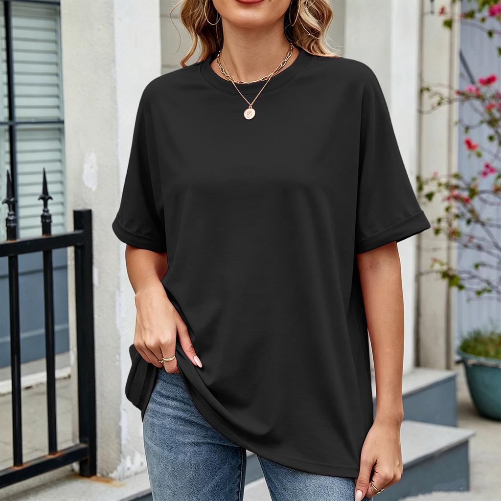 Women Loose Fit Casual Round Neck Short Sleeve T Shirt Lightweight Comfortable Summer Top