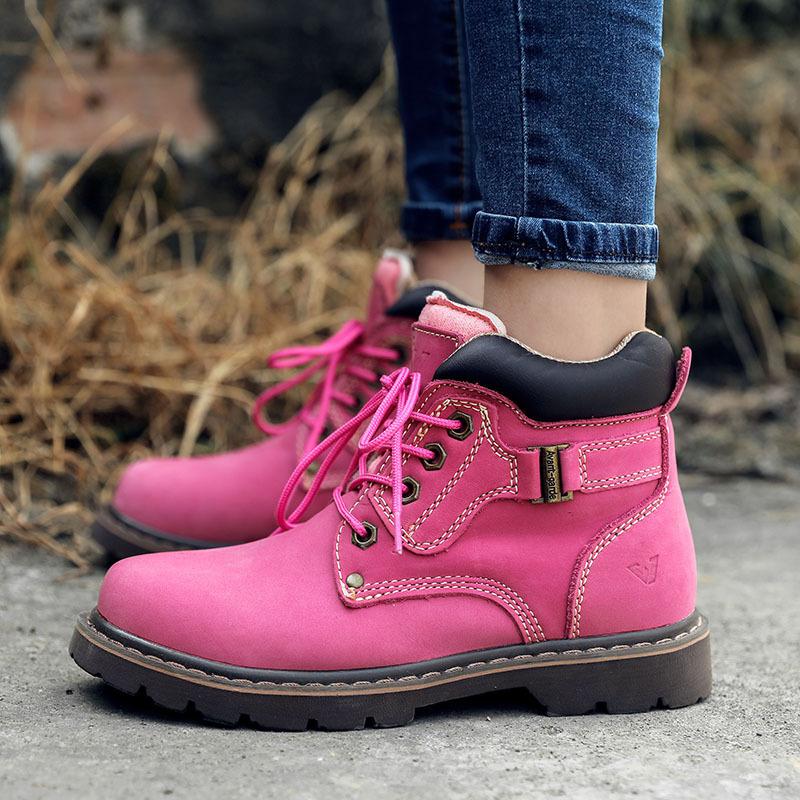 Cowhide Short Boots Thermal Cotton Boots Tooling Boots Hairy Martin Boots Women'S Boots British Leather High-Top Women'S Shoes