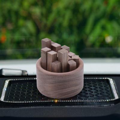 Wooden Aromatherapy Diffuser Round Car Essential Oil Diffuser Natural Wood Stick Fragrance Expanding Base Home Office Desktop Decoration