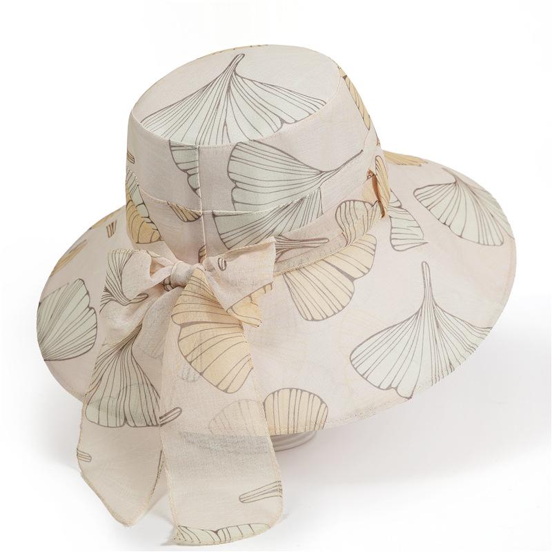 Summer Outing Sunscreen Mother Bucket Hat Thin Breathable Elegant Ladies Sun Hat Beach Sun Hat Foldable