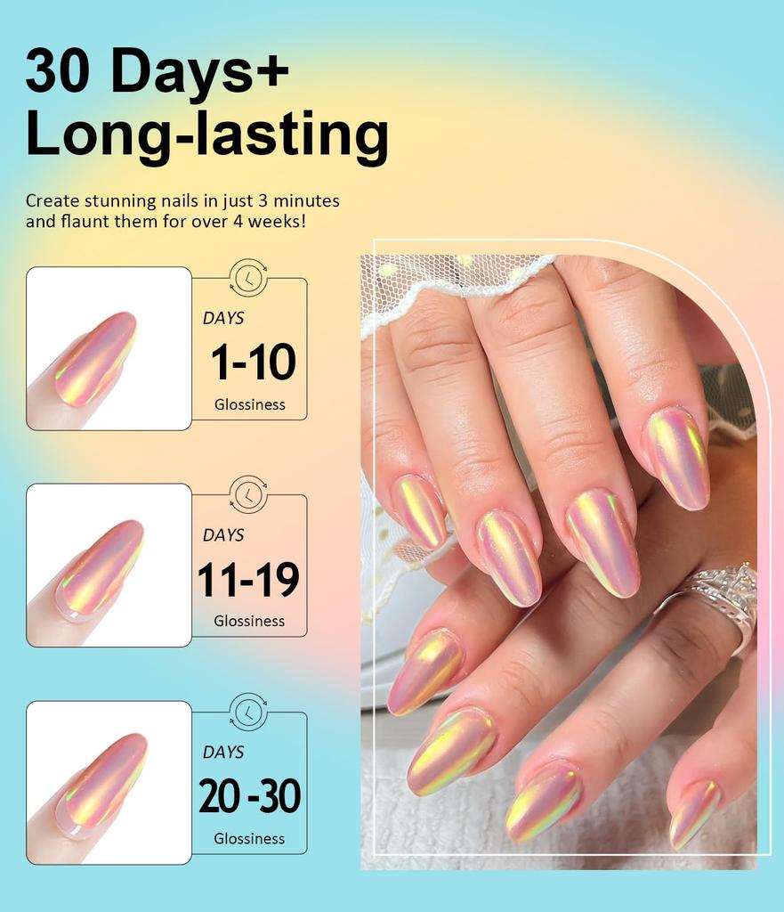 Spiegelpuder - [Feeneffekt] Rosa [Chrom-Nagelpuder] Aurora Meerjungfrau Regenbogen Nagelspiegelpuder, Rosa Nagelpuder Metallisches Spiegelglitzerpigment