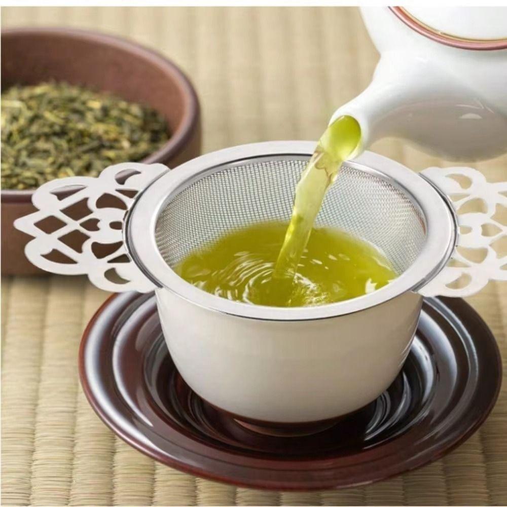 Stainless Steel Hanging Tea Strainer Easy Clean Lace Tea Infuser Double Ear Tea Filter  Kitchen