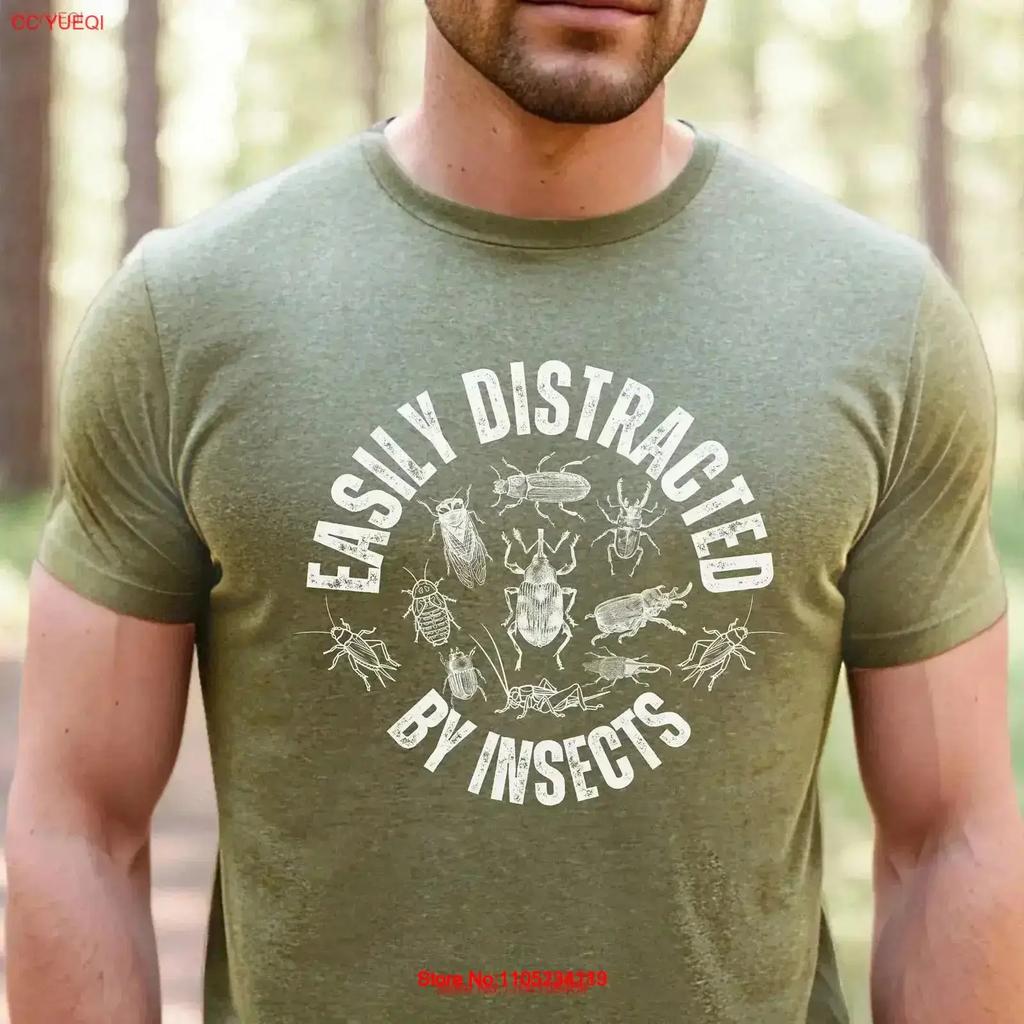 Vintage Insect T Shirt Easily Distracted By Insects Hissing Cockroach Funny Entomology Bug Lover Entomologist Washed vintage