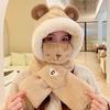 Autumn and winter new cute bear hat scarf integrated female cycling cold and warm windproof ear mask scarf