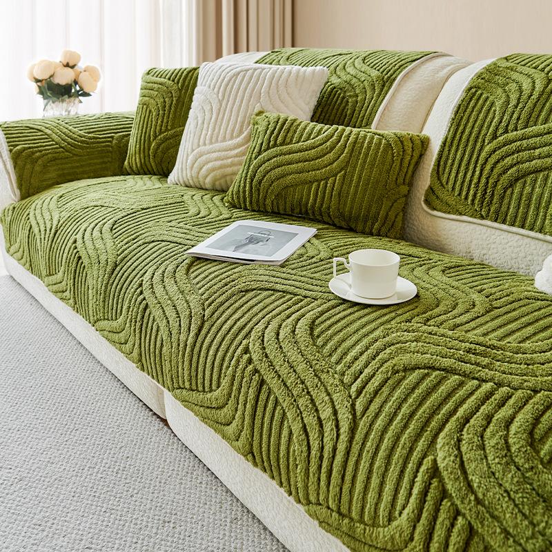 Bohemian Style Thick Plush Sofa Cover -Machine Washable, Pet Friendly, Non Slip Sofa Protection Cover, Decoration for Living Room, Bedroom, and Office