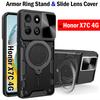 Armor Holder Funda für Honor X7C Hülle Schiebekameraobjektiv Magnetischer Ringständer Abdeckung für Honor X7C 4G Stoßfeste Capa