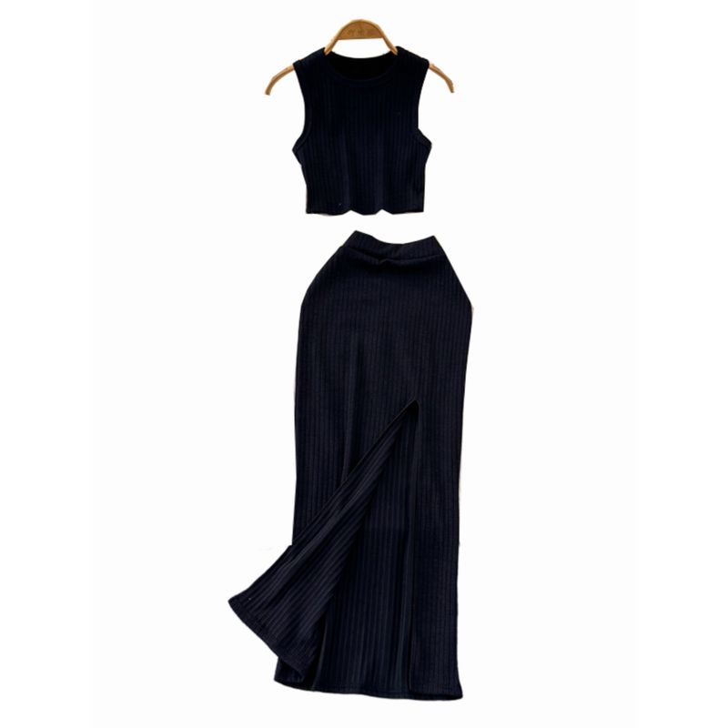 Elegant Socialite Sleeveless Split Sheath Fashion Suit