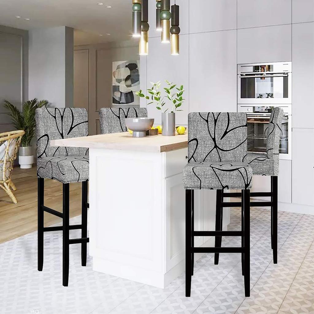 Printed Milk Silk Bar Stool High Chair Cover Elastic Bar Stool Cover Bar Table Hotel Club Low Backrest Cover