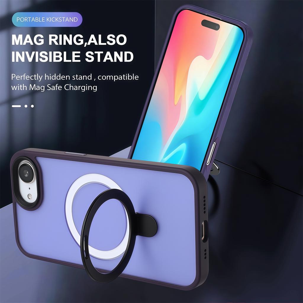 For iPhone 16e Case Compatible with MagSafe TPU+Acrylic Matte Phone Back Cover with Kickstand