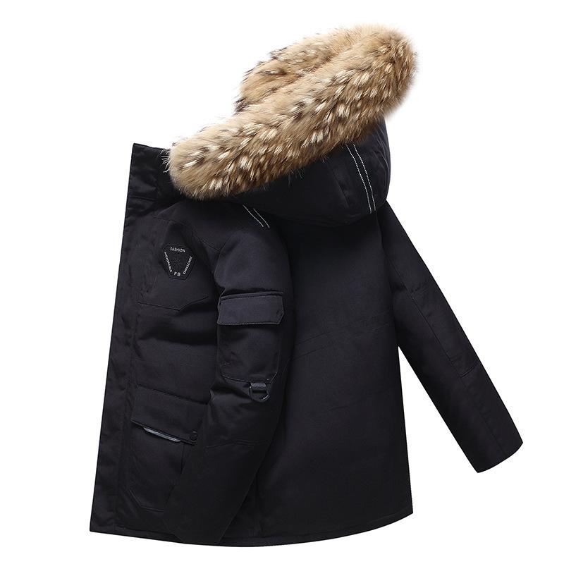 Running man's same style down jacket for male and female couples Korean pie jacket overalls winter 90 down white duck down jacket with real fur collar