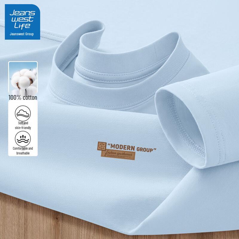 JEANSWEST LIFE Men's Letter Print Cotton Long Sleeve T-Shirt