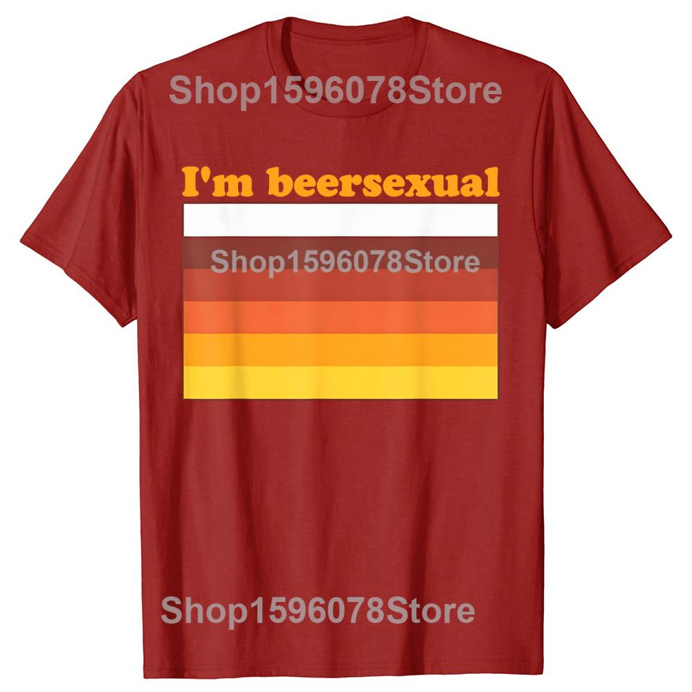 Lustig Ich bin Biersexuell Biertrinken LGBTQ Pride T-Shirts Herren Humor Streetwear T-Shirt Kurzarm Unisex Locker Rundhals Kleidung