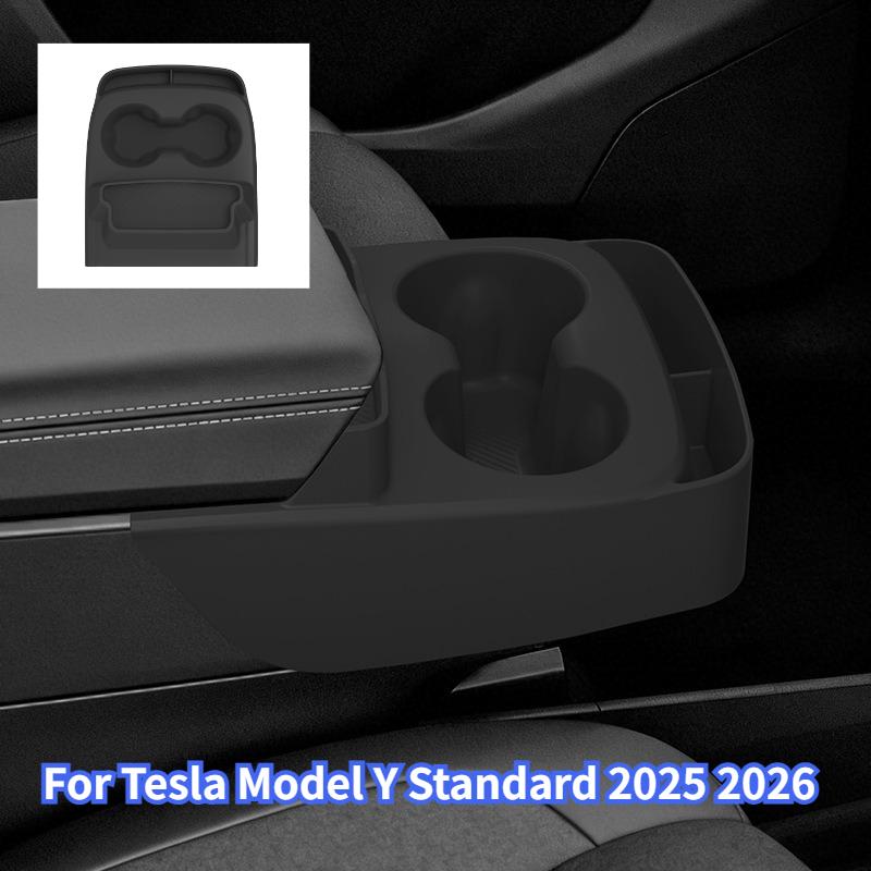 For Tesla Model Y Standard 2026 Multifunctional Silicone Central Control Cup Holder+Storage Box Glasses Holder Tray Accessories