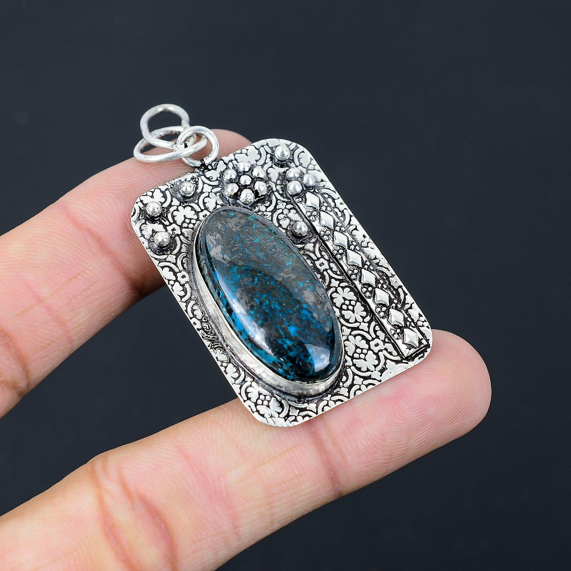 Mothers day Deal 925 Sterling Silver African Chrysocolla Stone Pendant Jewelry