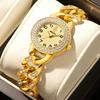 Yalalusi Chain List Full Of Diamonds Light Luxury Niche Women'S Watch Luxury Diamond Ring Gold Chain Watch