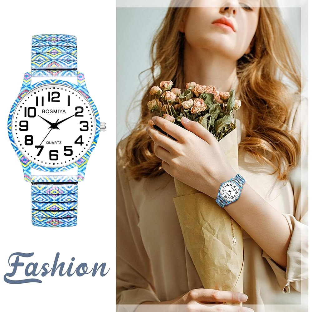 Bohemia Elastic Belt Watch Gray with Arabic Numerals, Analog Quartz, Water Resistant Fashion Accessory