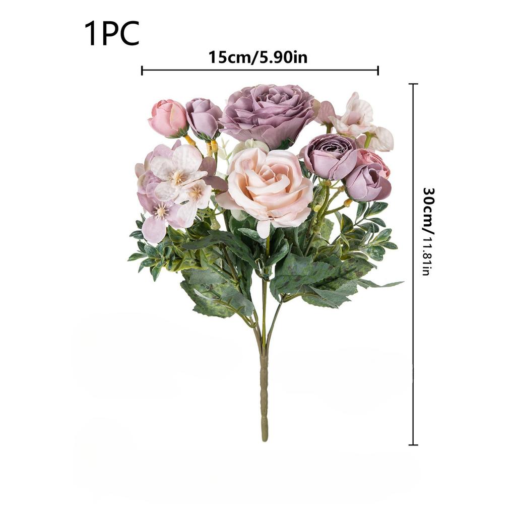 Elegant 7 Heads Realistic Silk Roses Bouquet Artificial Flower For Wedding Home Decoration Photography Props