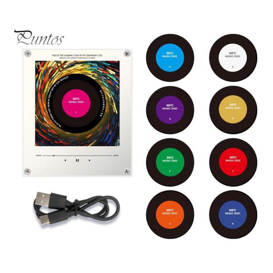 Home Kitchen Music Box Magnetic Refrigerator Player, NFC Enabled Vinyl Record Fridge Magnet, Acrylic Decorative Magnet with Light LED Light,