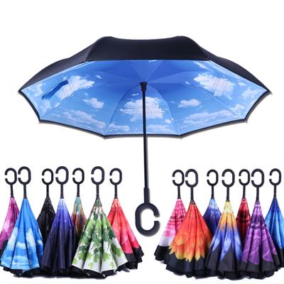 C-Handle Double Layer Umbrella Folding Inverted Upside Down Reverse Windproof