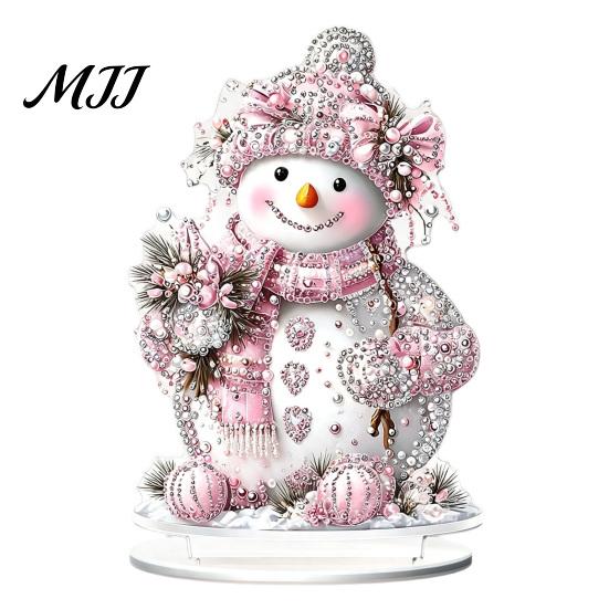 Christmas Party Centerpieces Winter Ornaments, Double-sided Acrylic Snowman/Santa Claus/Reindeer/Cottage Table Snow Scene Ornaments Decorations