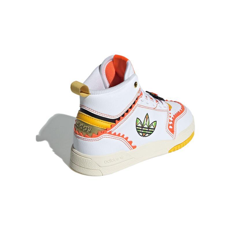Adidas Originals Drop Step Abrasion Resistant High top Kids' Skateboarding Shoes White Orange Kids Sneakers IF9367